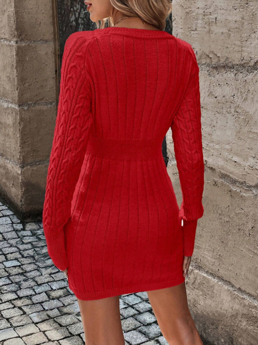 Elise de Paris | Robe en maille à motif torsadé