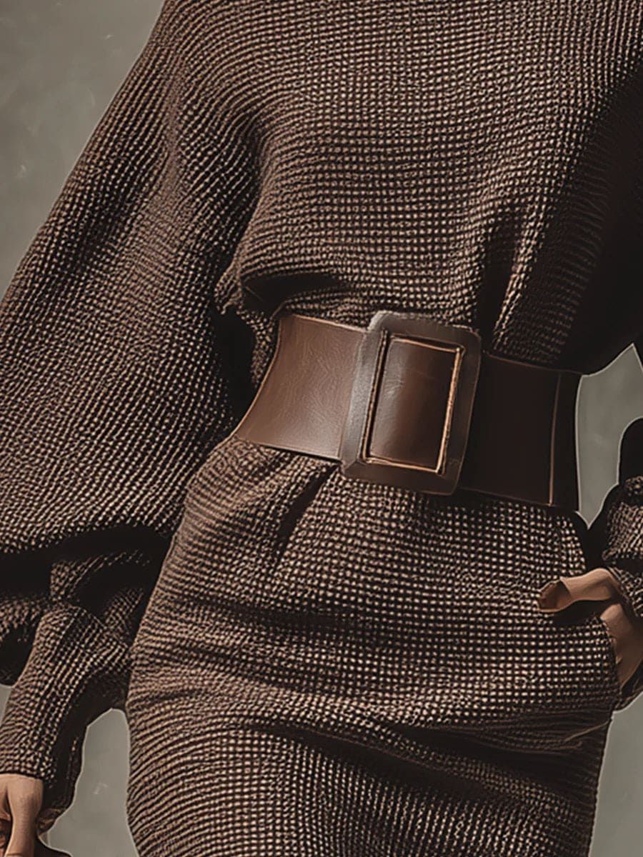 Elise de Paris | Robe maillée courte avec ceinture structurée