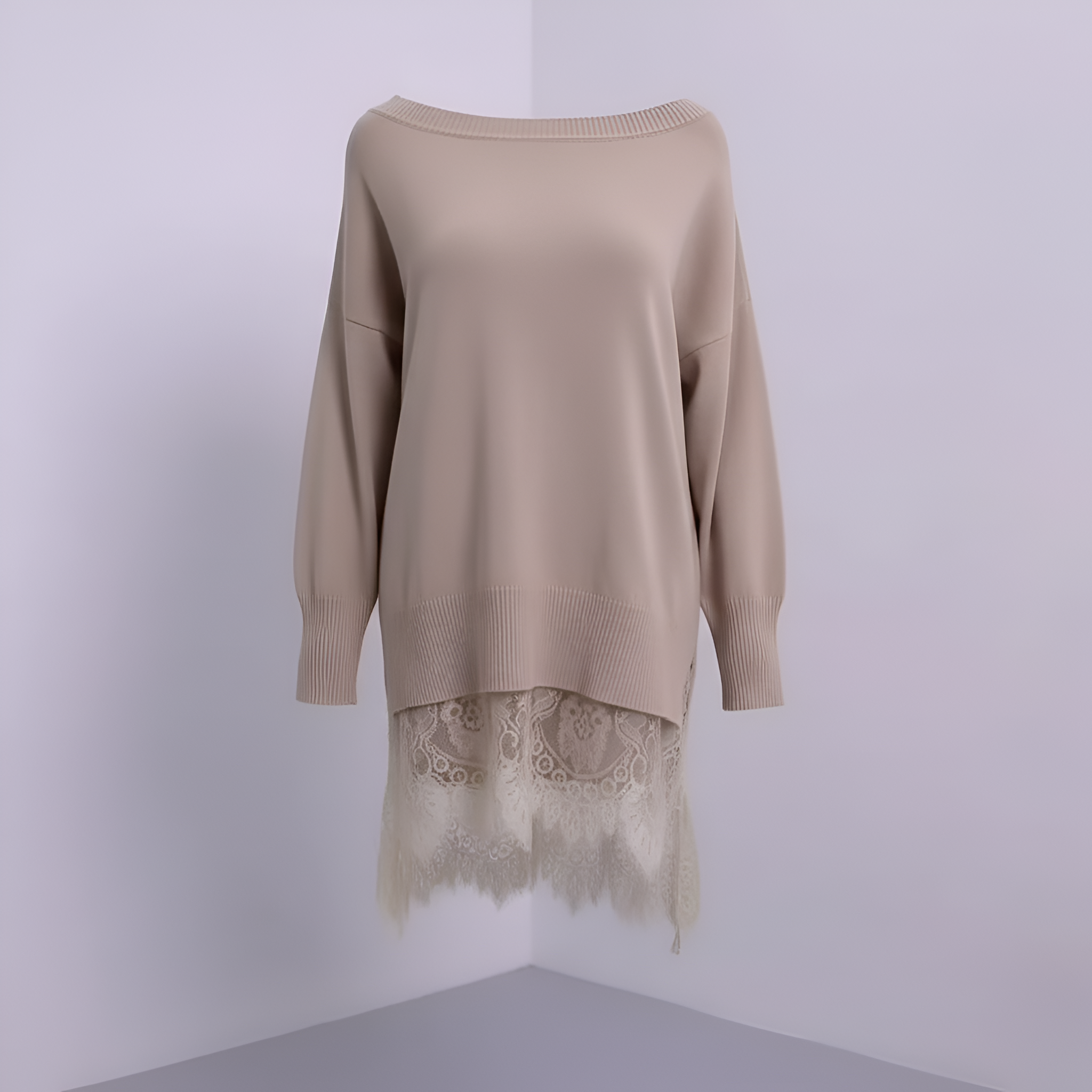 Elise de Paris | Sweatshirt avec détails en dentelle et fente