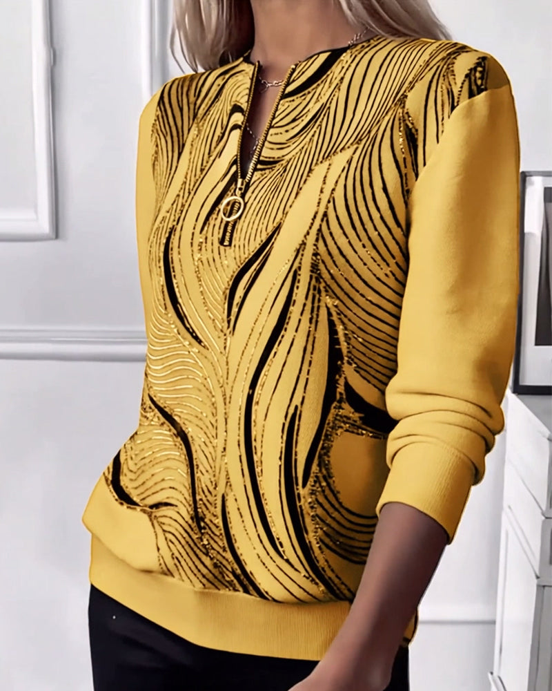 Elise de Paris | Sweat-shirt décontracté imprimé zippé