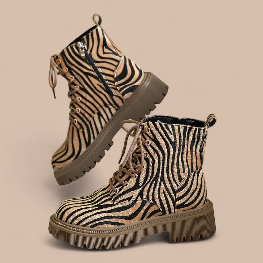 Elise de Paris | Bottes à lacets imprimé zèbre