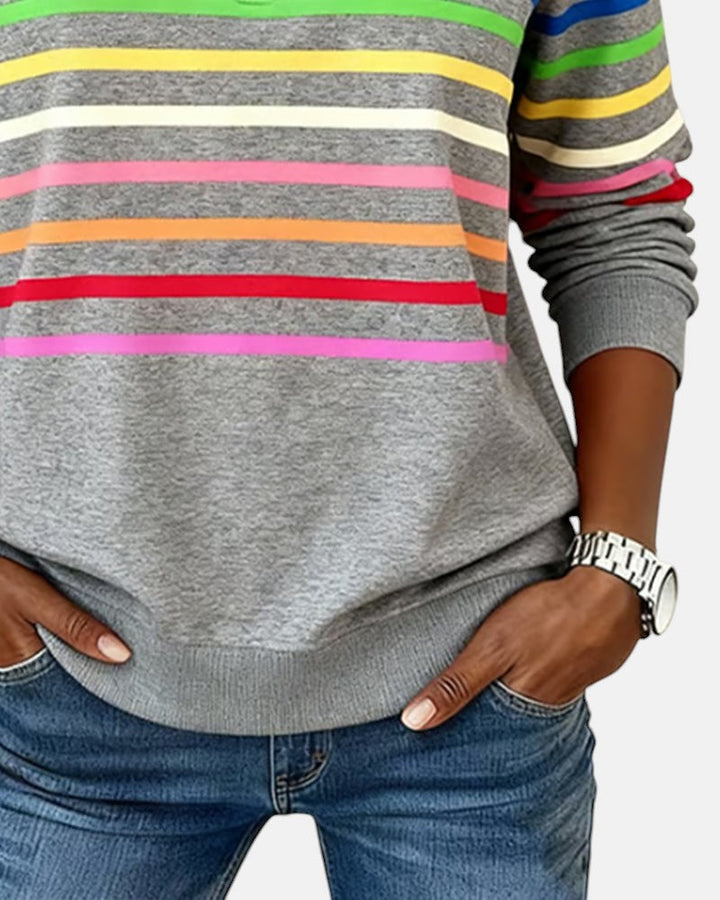 Elise de Paris| Sweat Femme Zippé Rayé Confortable et Tendance