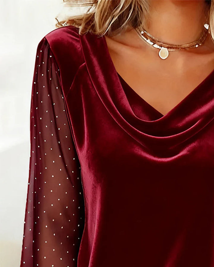 Elise de Paris | Élégante Blouse Femme Chic avec Manches Semi-Transparentes