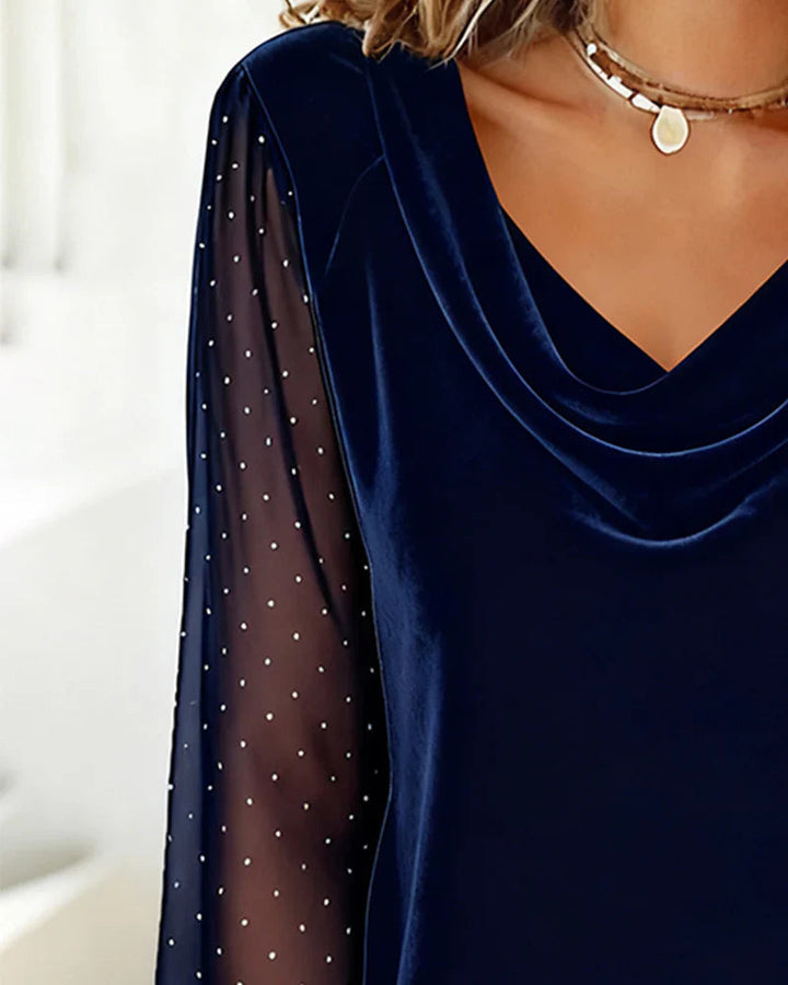 Elise de Paris | Élégante Blouse Femme Chic avec Manches Semi-Transparentes