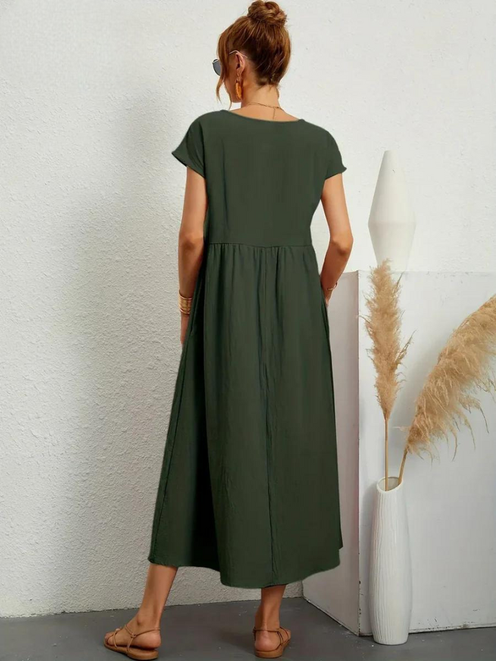 Elise de Paris| Robe d'été Femme Chic Longue en Coton Fluide et Confortable