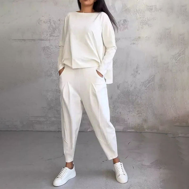 Elise de Paris| Ensemble Deux-Pièces Confortable avec Haut à Manches Longues et Pantalon Ample