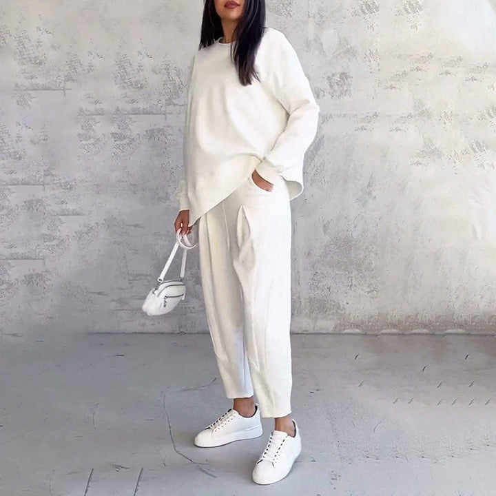 Elise de Paris| Ensemble Deux-Pièces Confortable avec Haut à Manches Longues et Pantalon Ample