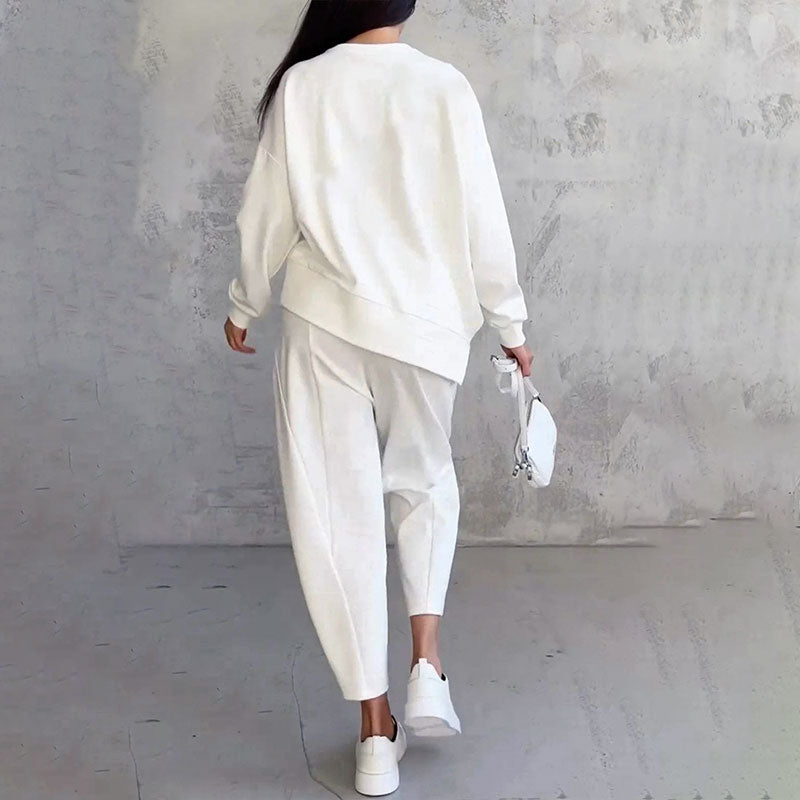 Elise de Paris| Ensemble Deux-Pièces Confortable avec Haut à Manches Longues et Pantalon Ample