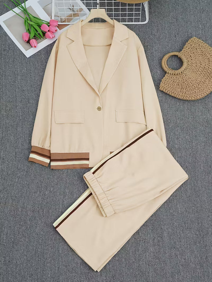 Elise de Paris| Ensemble Sportif Chic Femme - Veste Légère et Pantalon Fluide Taille Haute
