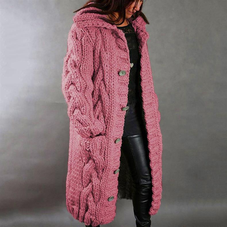 Elise de Paris | Élégant Manteau Long Hiver Femme en Tricot Torsadé