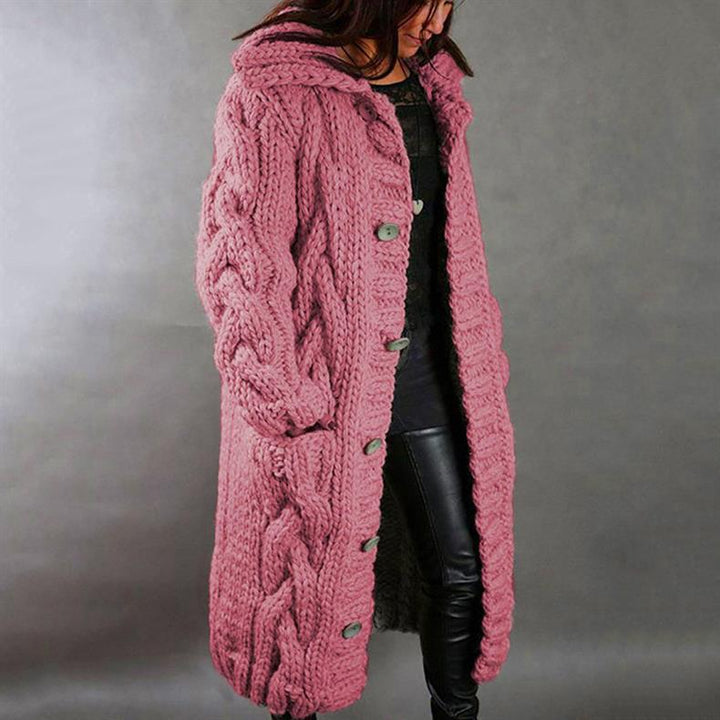 Elise de Paris | Élégant Manteau Long Hiver Femme en Tricot Torsadé