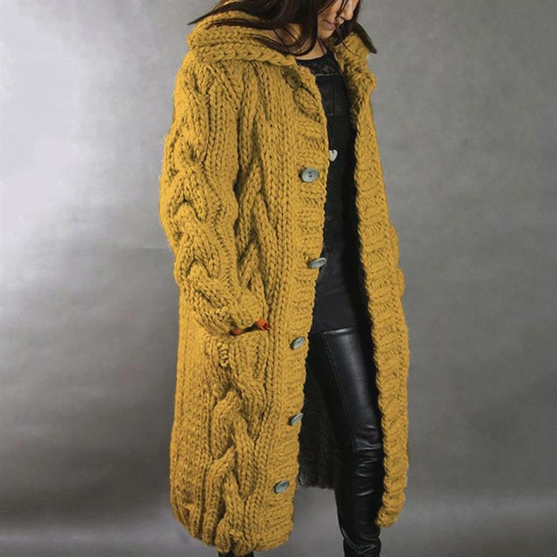 Elise de Paris | Élégant Manteau Long Hiver Femme en Tricot Torsadé