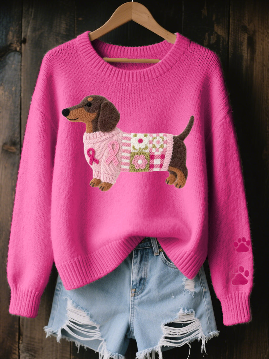 Elise de Paris| Pull Femme Douillet avec Motif de Teckel pour un Style Unique
