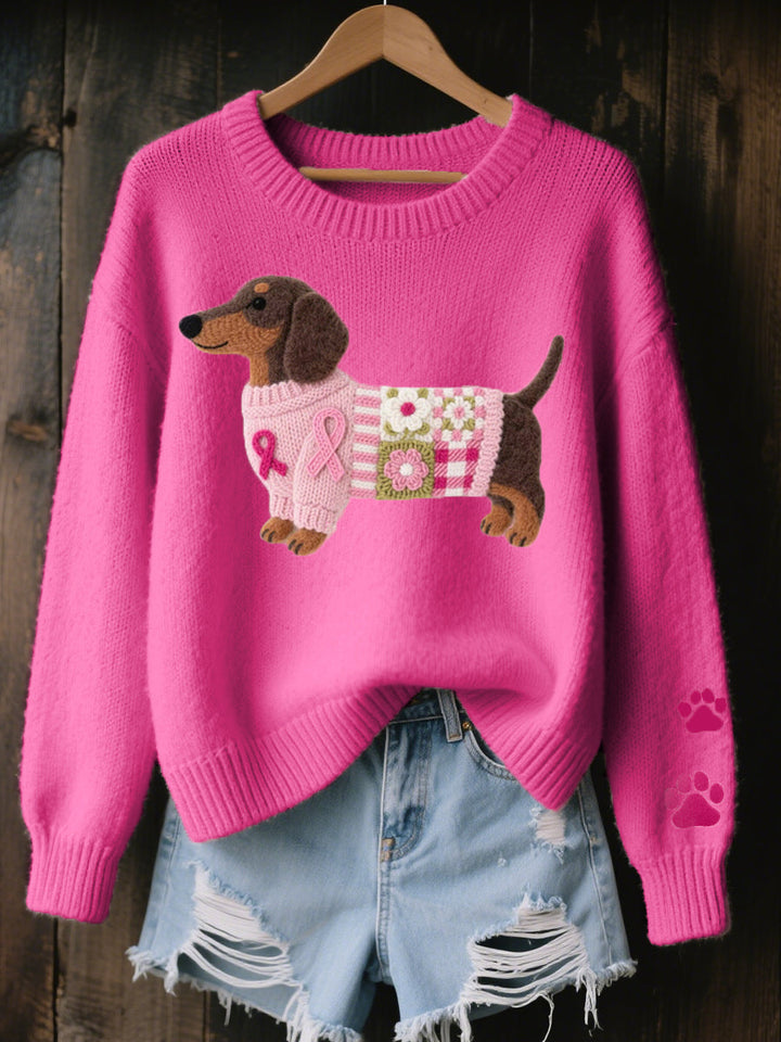 Elise de Paris| Pull Femme Douillet avec Motif de Teckel pour un Style Unique
