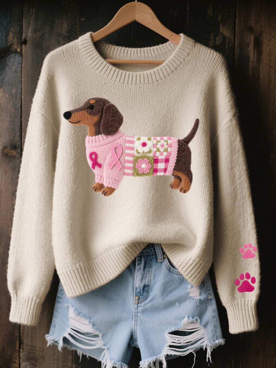 Elise de Paris| Pull Femme Douillet avec Motif de Teckel pour un Style Unique