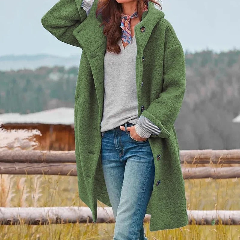 Elise de Paris| Manteau Long Femme Hiver à Capuche -