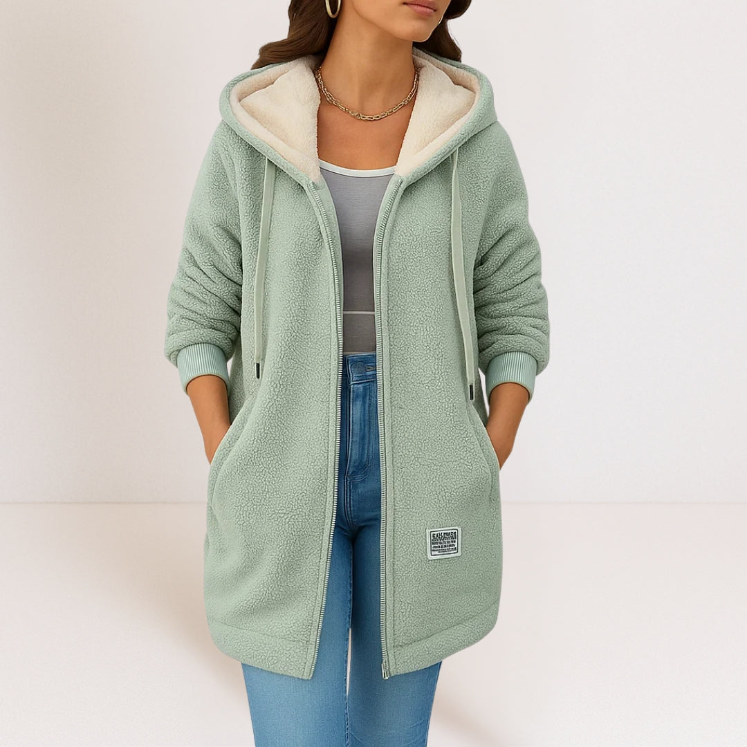Elise de Paris | Manteau à Capuche Femme en Polaire Douce