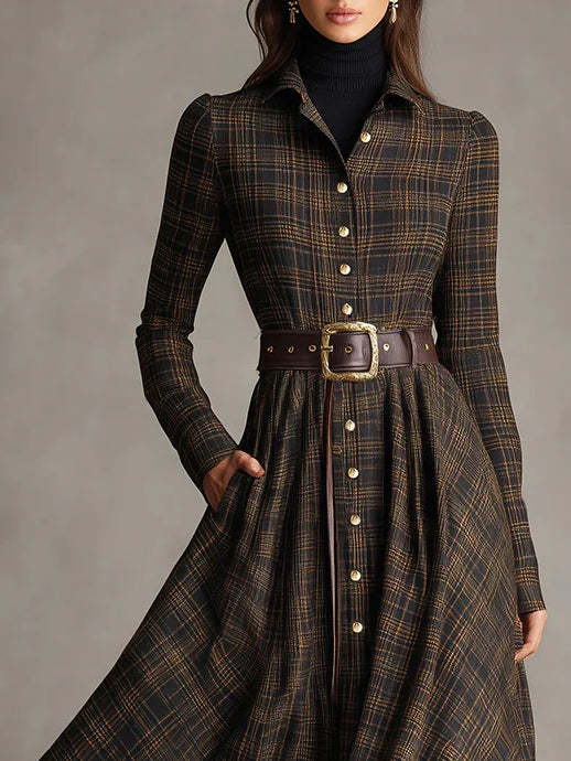 Elise de Paris | Robe Longue Femme Vintage avec Ceinture