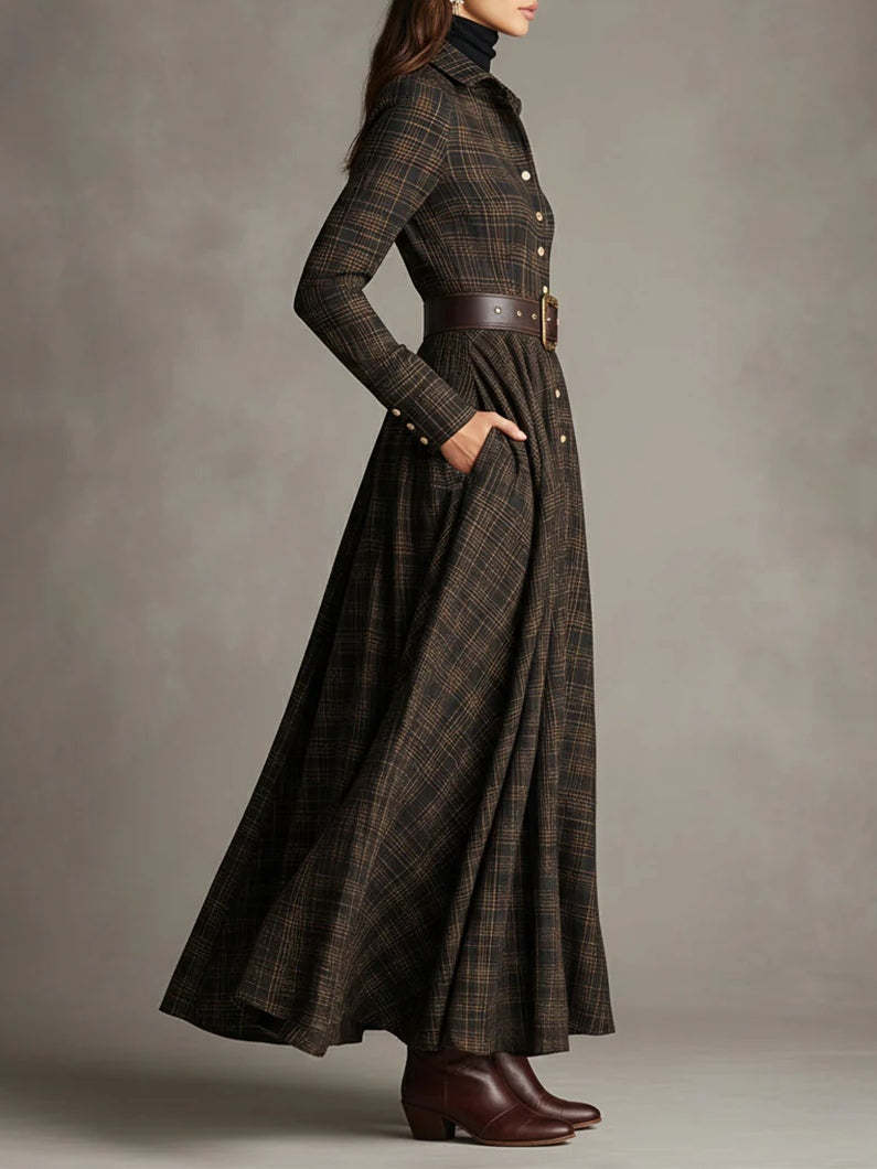 Elise de Paris | Robe Longue Femme Vintage avec Ceinture