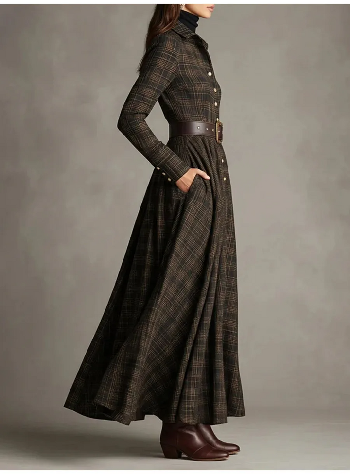 Elise de Paris | Robe Longue Femme Vintage avec Ceinture