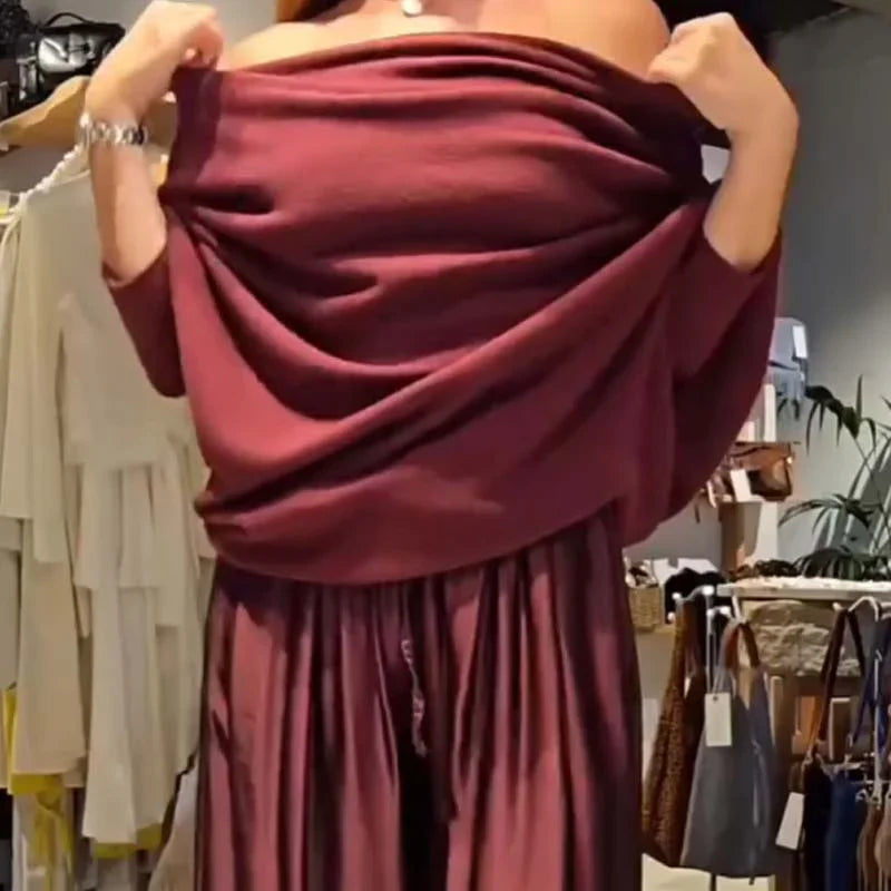 Elise de Paris | Ensemble Tailleur Femme Chic à Épaules Dégagées et Pantalon Ample
