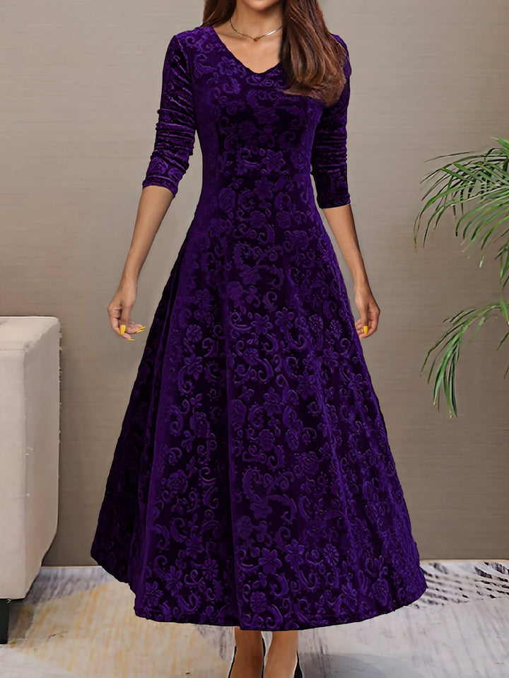 Elise de Paris| Robe de Soirée Longue Chic en Velours pour Femmes