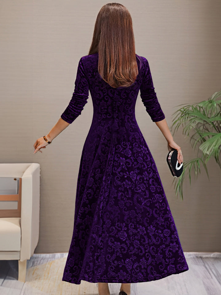 Elise de Paris| Robe de Soirée Longue Chic en Velours pour Femmes