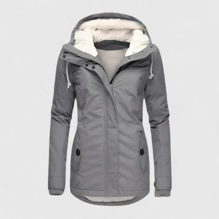 Elise de Paris| Veste d'Hiver Femme Imperméable à Capuche Amélie avec Doublure en Polaire