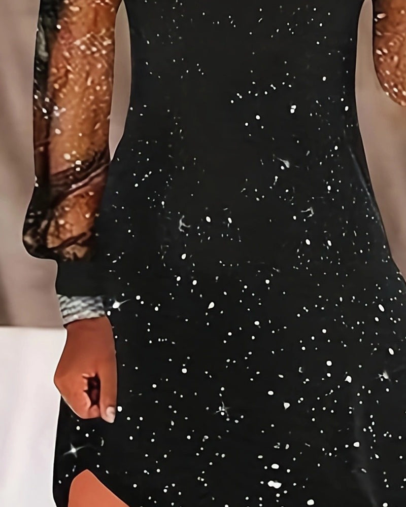 Elise de Paris | Robe À Bretelles Avec Empiècement En Tulle Manches Longues