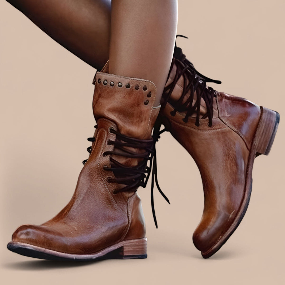 Elise de Paris | Bottes en Cuir Élégantes avec Lacets