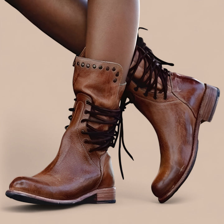 Elise de Paris | Bottes en Cuir Élégantes avec Lacets
