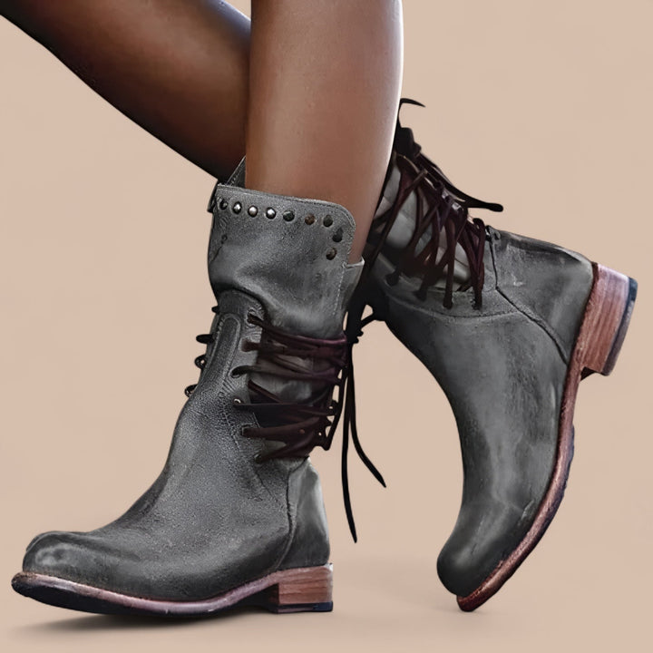 Elise de Paris | Bottes en Cuir Élégantes avec Lacets